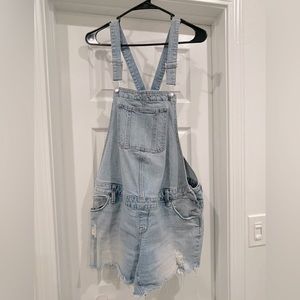 Blue short overalls size large maternity